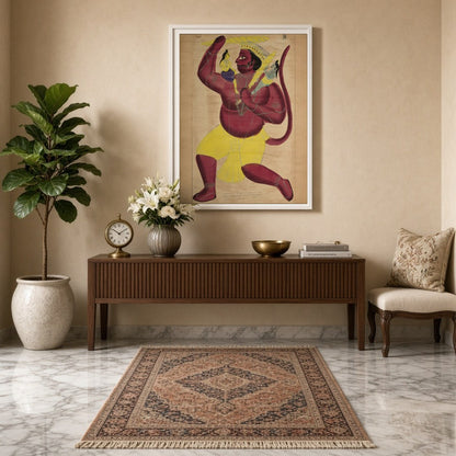 Immerse yourself in the vibrant world of Indian spirituality with this stunning Kalighat painting for Entrance