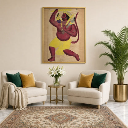 Immerse yourself in the vibrant world of Indian spirituality with this stunning Kalighat painting for Sitting Lounge