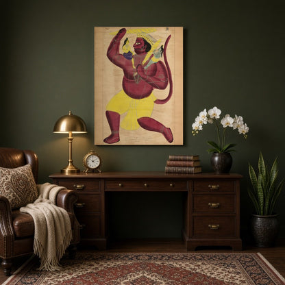 Immerse yourself in the vibrant world of Indian spirituality with this stunning Kalighat painting for Study
