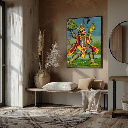 This striking artwork features Lord Hanuman, depicted with intricate detailing and vivid colors. for area