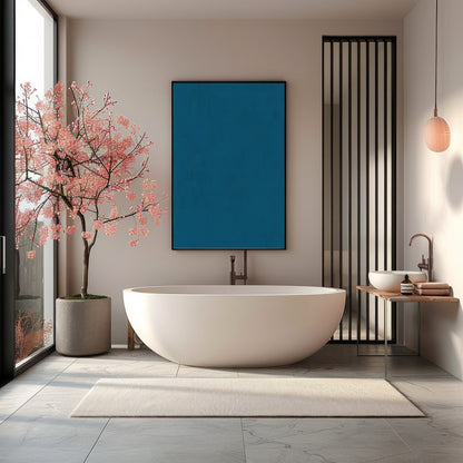 Elevate your living space with this stunning abstract geometric canvas. Featuring bold blocks of for Bathroom