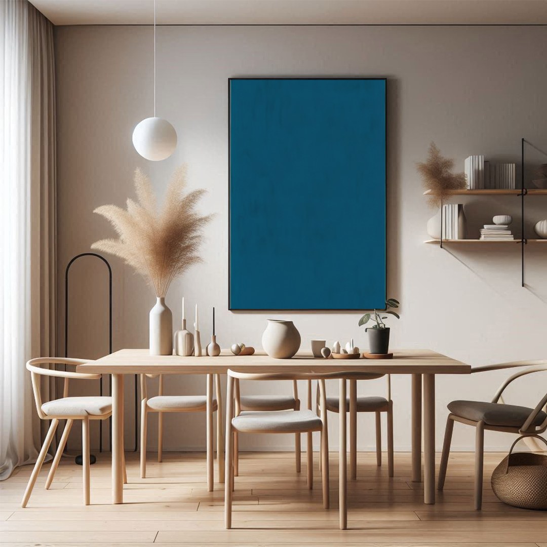 Elevate your living space with this stunning abstract geometric canvas. Featuring bold blocks of for Dining
