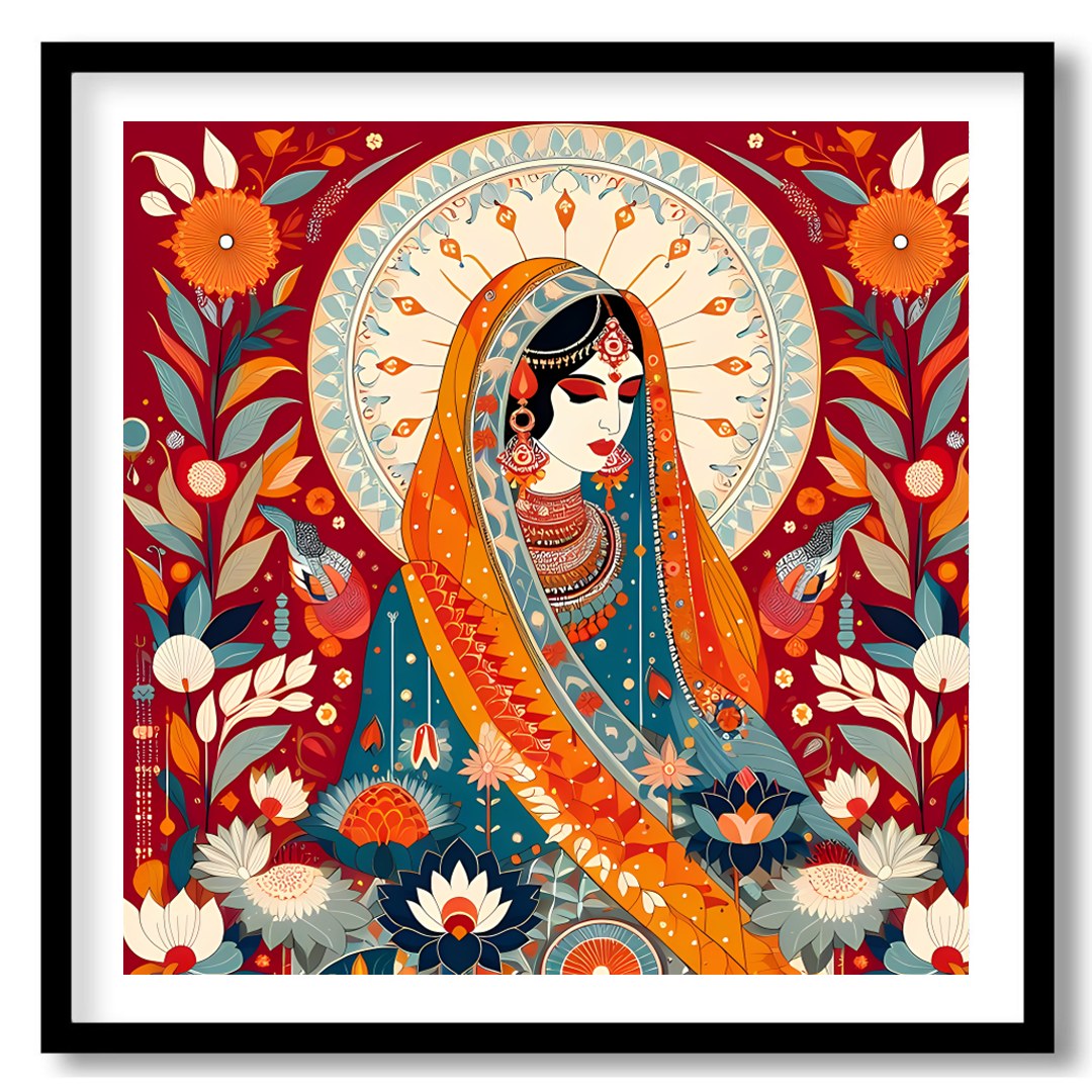 Immerse yourself in the captivating fusion of tradition and vibrancy with this exquisite piece. The for room