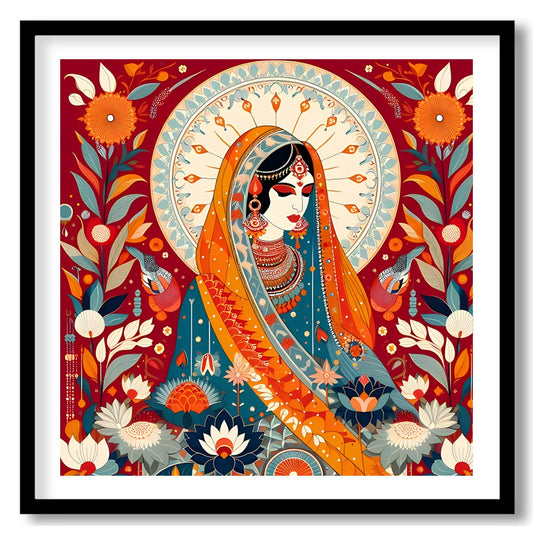Immerse yourself in the captivating fusion of tradition and vibrancy with this exquisite piece. The for room