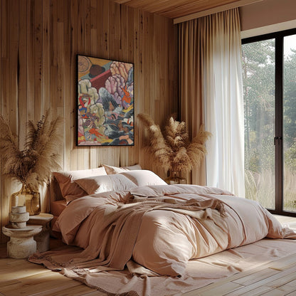 This captivating tapestry painting transports viewers to an intricate historical scene rich with for Bedroom