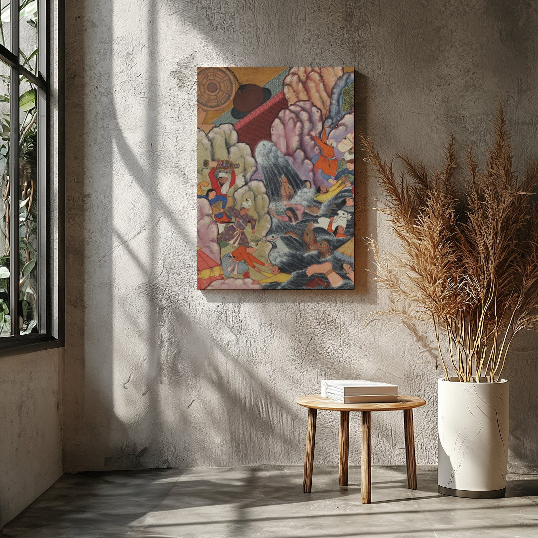 This captivating tapestry painting transports viewers to an intricate historical scene rich with for Entrance