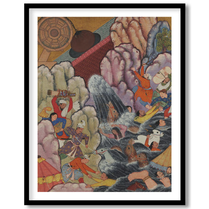 This captivating tapestry painting transports viewers to an intricate historical scene rich with for interior