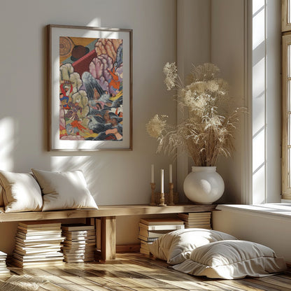 This captivating tapestry painting transports viewers to an intricate historical scene rich with for kitchen