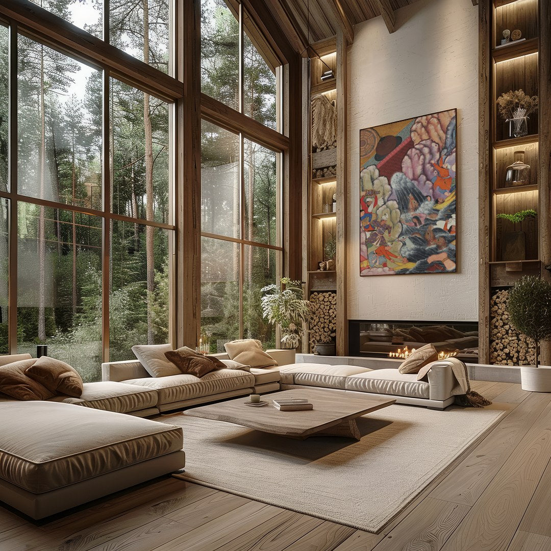 This captivating tapestry painting transports viewers to an intricate historical scene rich with for Living Room