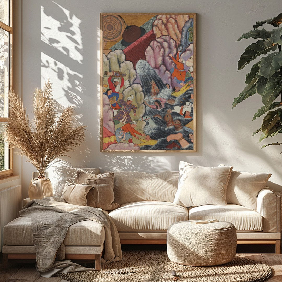 This captivating tapestry painting transports viewers to an intricate historical scene rich with for Sitting Area