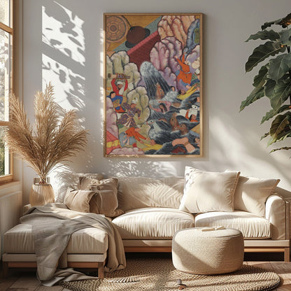 This captivating tapestry painting transports viewers to an intricate historical scene rich with for Sitting Area