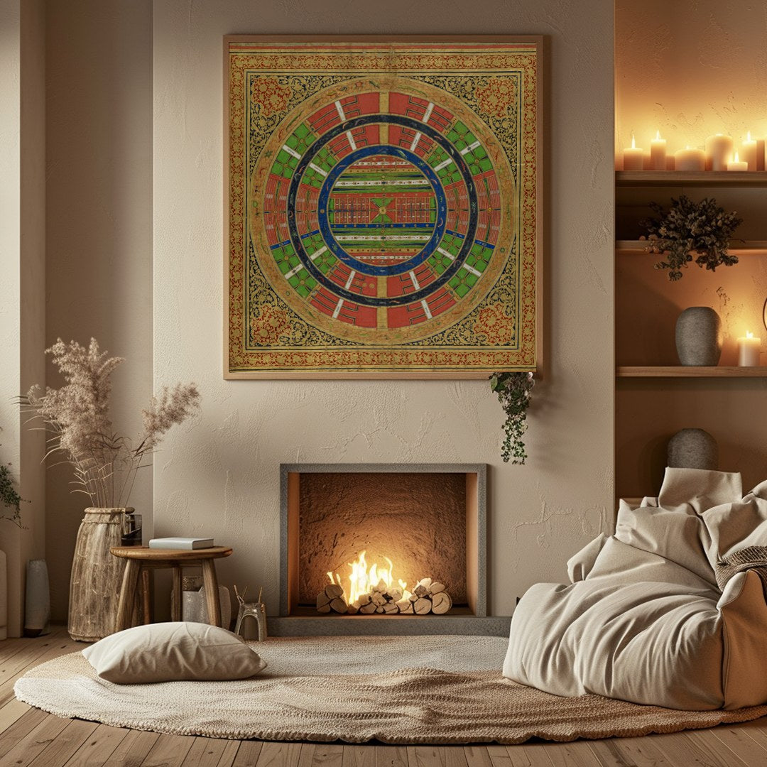Immerse yourself in the intricate details of this beautifully crafted mandala artwork, capturing for Hall