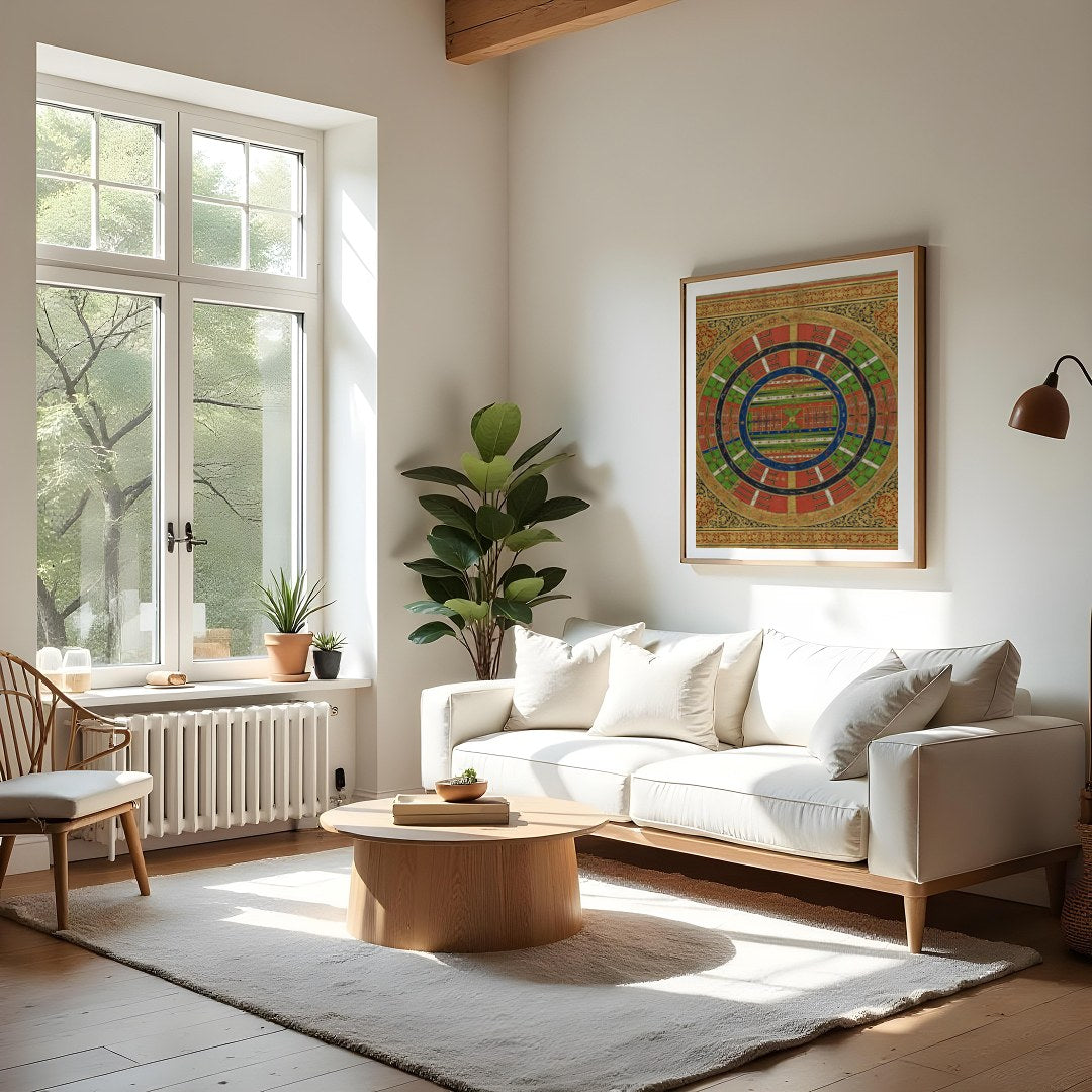 Immerse yourself in the intricate details of this beautifully crafted mandala artwork, capturing for Living Room
