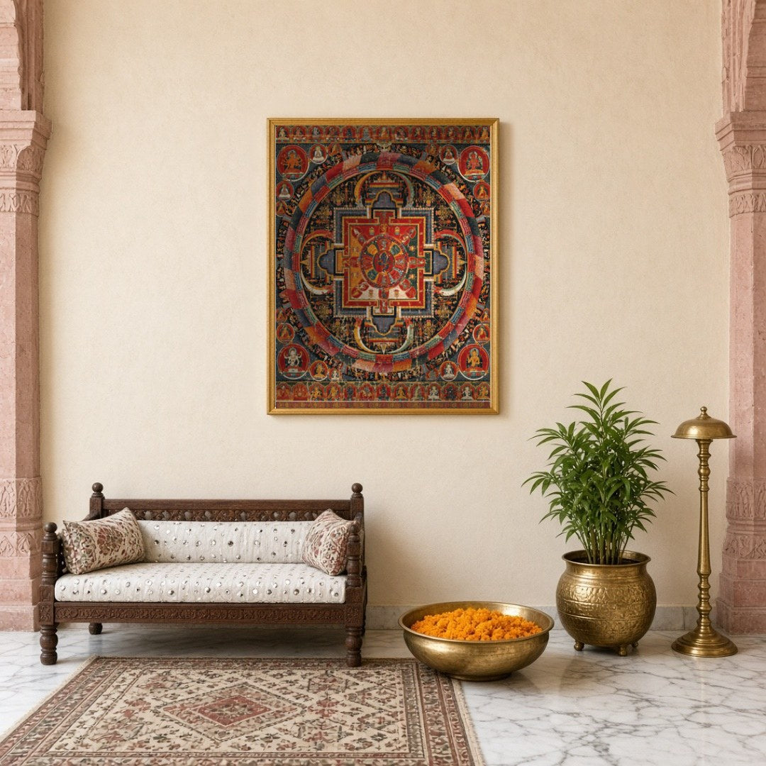 Immerse yourself in the intricate beauty of this vibrant Mandala, showcasing the serene presence of for Entrance