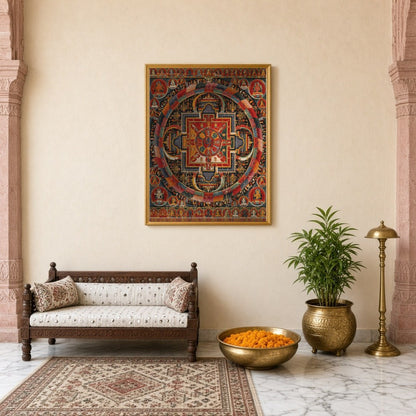 Immerse yourself in the intricate beauty of this vibrant Mandala, showcasing the serene presence of for Entrance