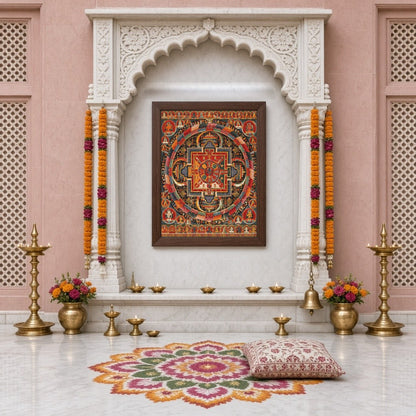 Immerse yourself in the intricate beauty of this vibrant Mandala, showcasing the serene presence of for Home Temple