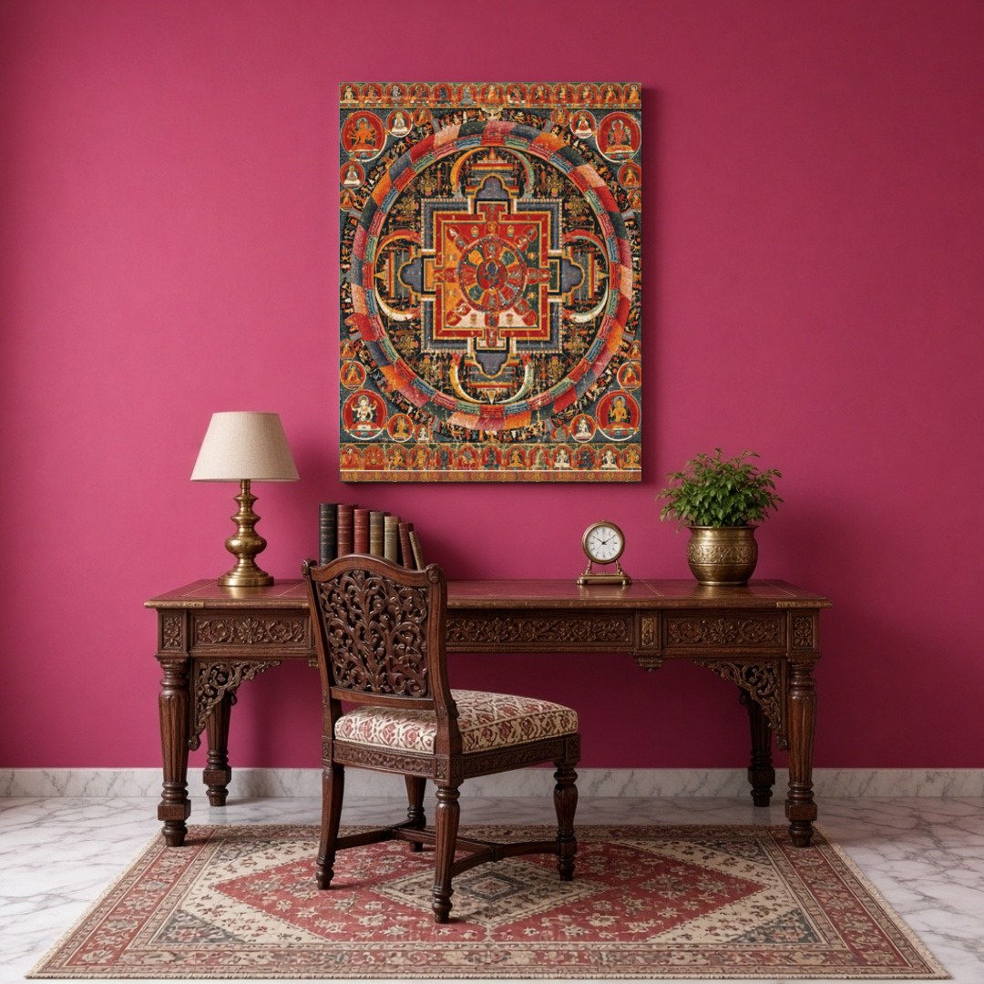 Immerse yourself in the intricate beauty of this vibrant Mandala, showcasing the serene presence of for Study