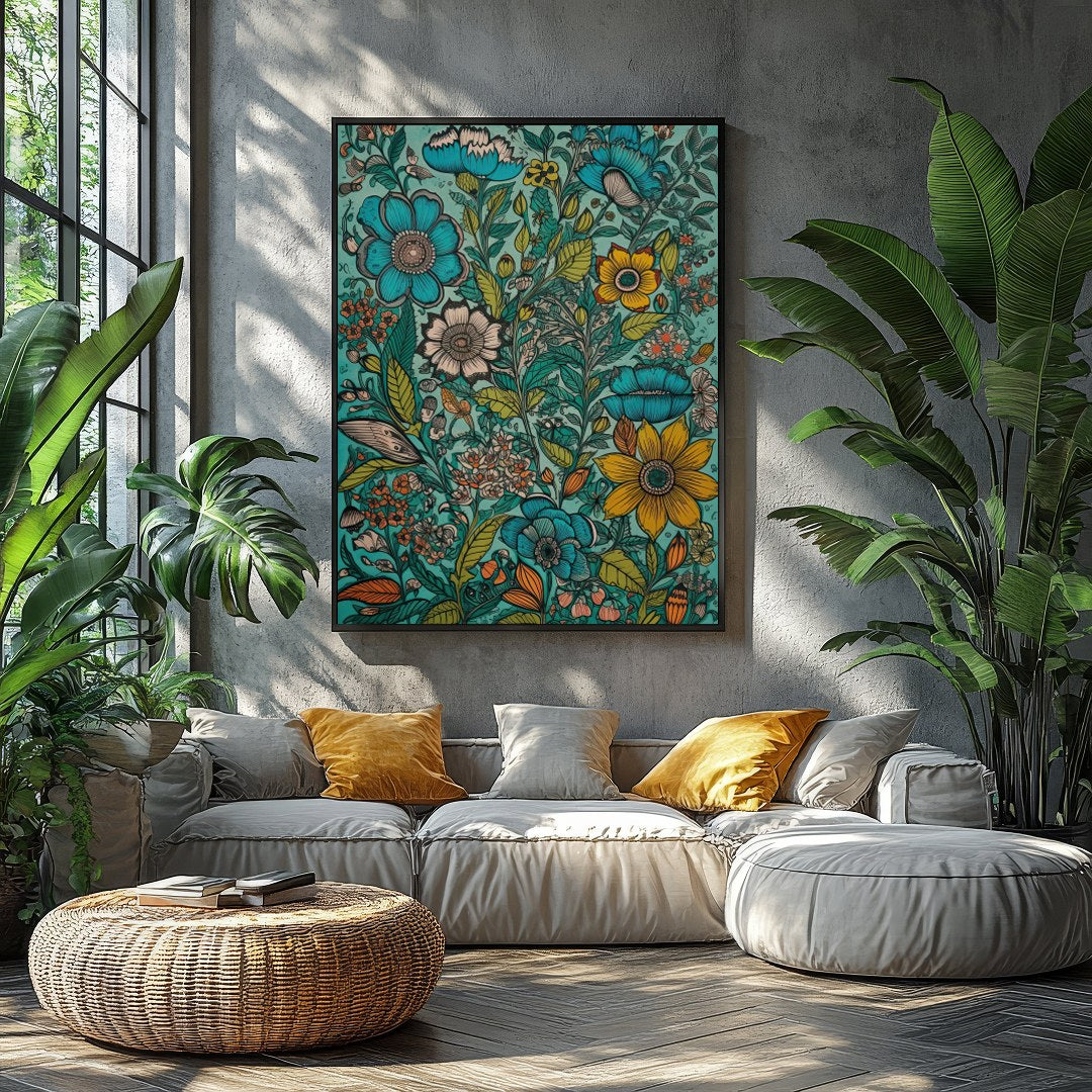 Immerse yourself in the vibrant hues of this stunning meadow-inspired artwork, featuring an array for Balcony