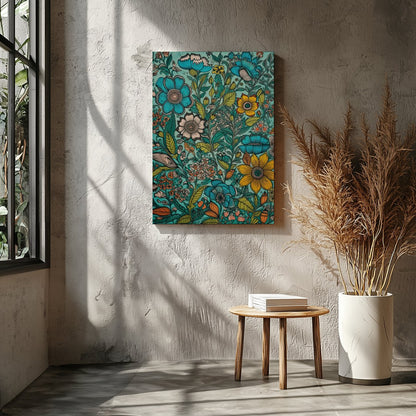 Immerse yourself in the vibrant hues of this stunning meadow-inspired artwork, featuring an array for Entrance