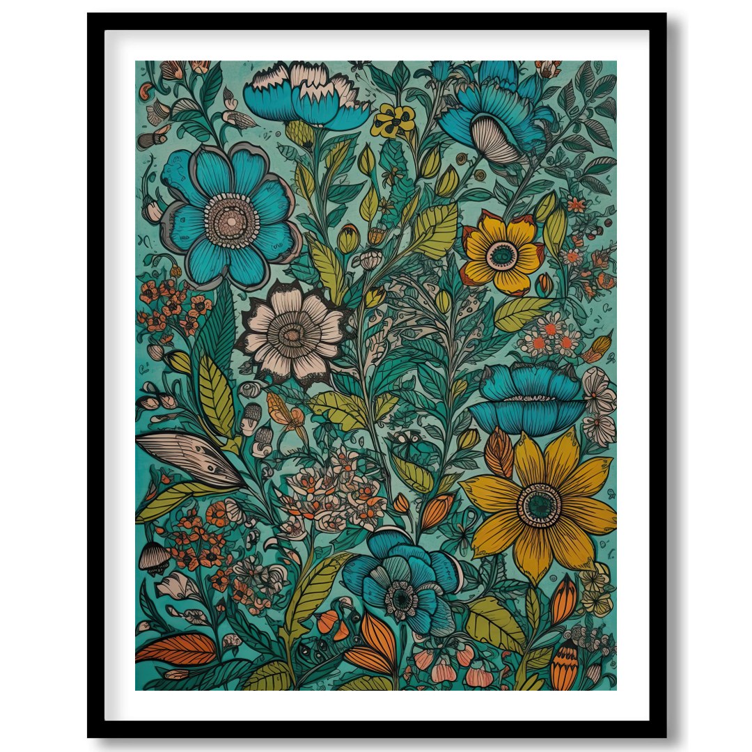 Immerse yourself in the vibrant hues of this stunning meadow-inspired artwork, featuring an array for sweet-home