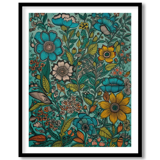 Immerse yourself in the vibrant hues of this stunning meadow-inspired artwork, featuring an array for sweet-home