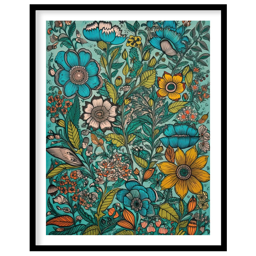 Immerse yourself in the vibrant hues of this stunning meadow-inspired artwork, featuring an array for sweet-home
