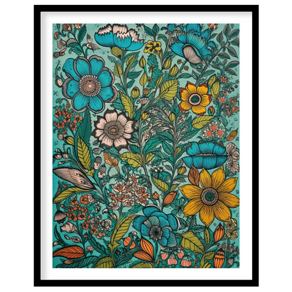 Immerse yourself in the vibrant hues of this stunning meadow-inspired artwork, featuring an array for sweet-home
