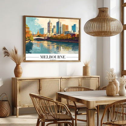 Experience the dynamic beauty of Melbourne with this vibrant skyline art print. Capturing the for Dining