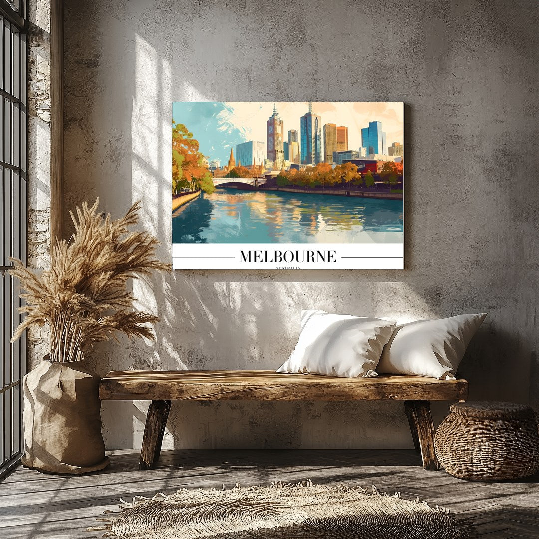 Experience the dynamic beauty of Melbourne with this vibrant skyline art print. Capturing the for Veranda