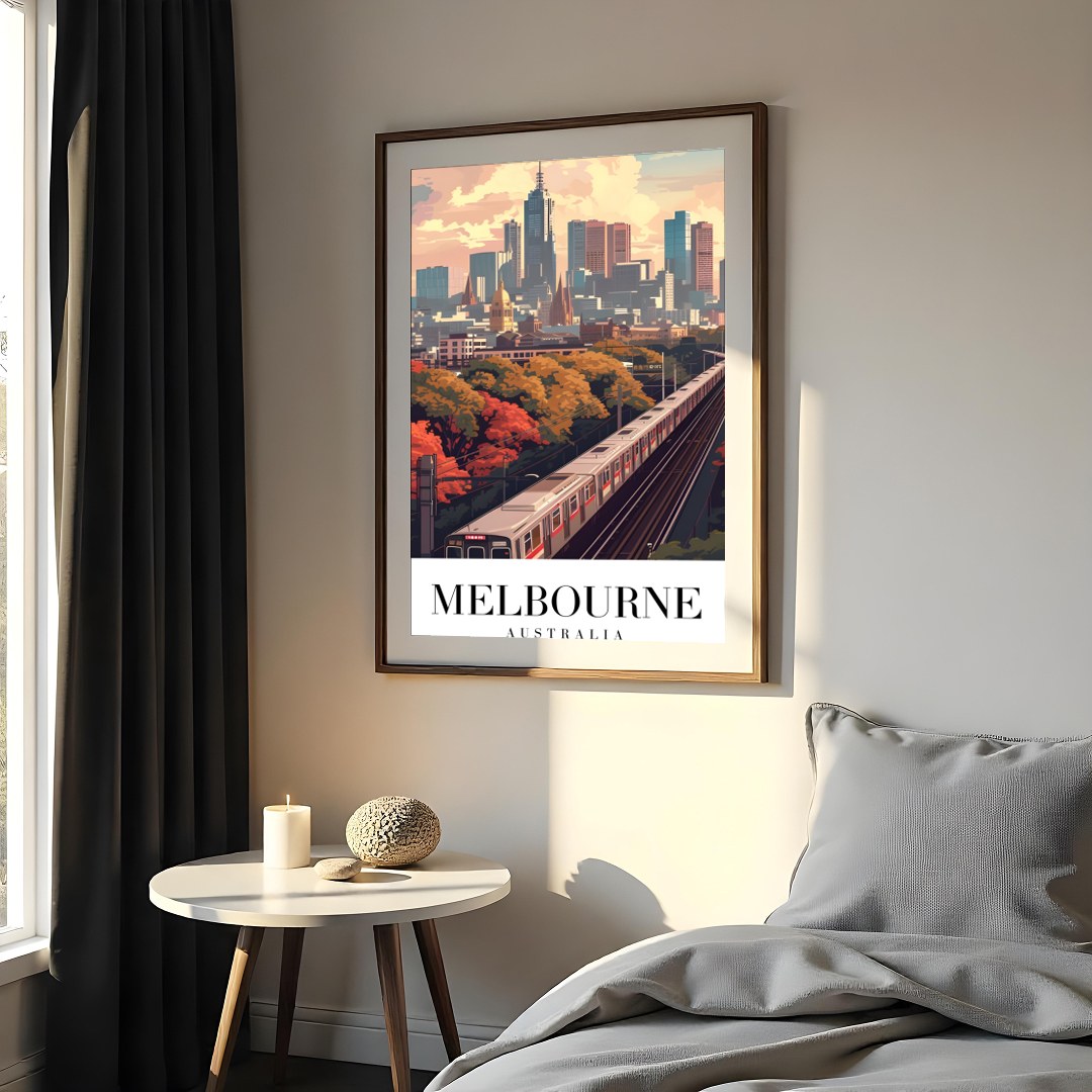 Immerse yourself in the bustling beauty of Melbourne with this stunning artwork. Capturing the for Bedroom