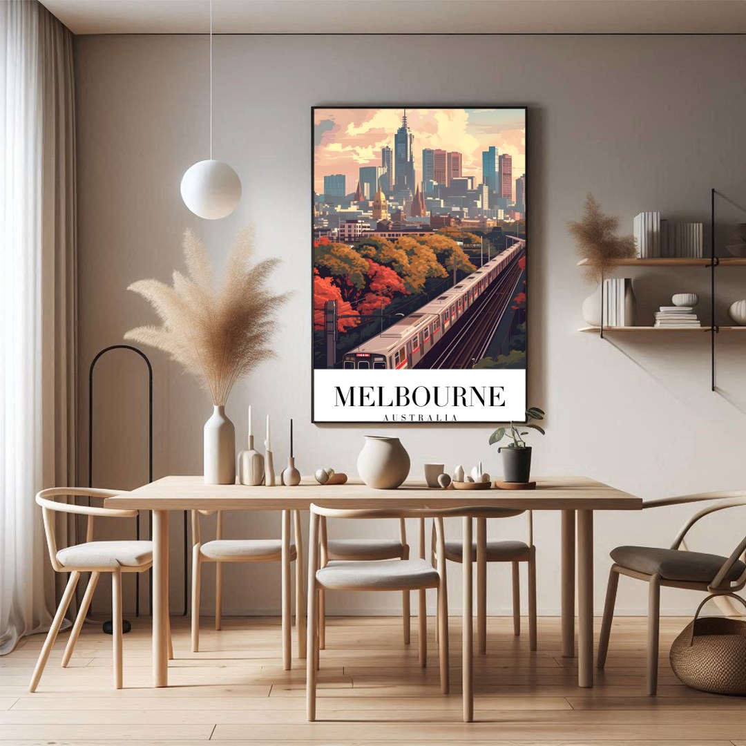 Immerse yourself in the bustling beauty of Melbourne with this stunning artwork. Capturing the for Dining