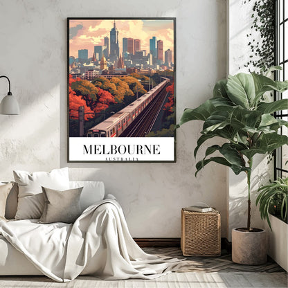 Immerse yourself in the bustling beauty of Melbourne with this stunning artwork. Capturing the for Living Room