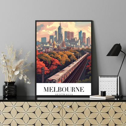 Immerse yourself in the bustling beauty of Melbourne with this stunning artwork. Capturing the for Shelf