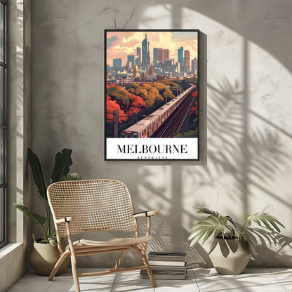 Immerse yourself in the bustling beauty of Melbourne with this stunning artwork. Capturing the for Sitting Area