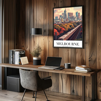Immerse yourself in the bustling beauty of Melbourne with this stunning artwork. Capturing the for Study and Office
