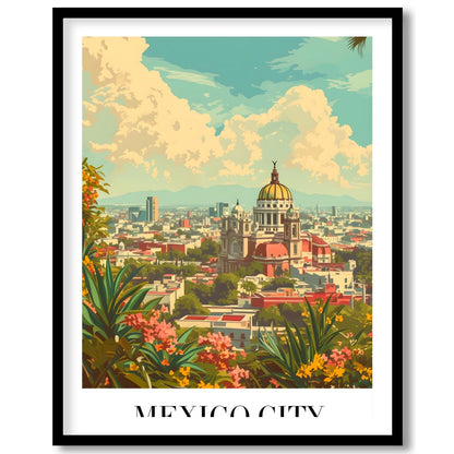 Capture the essence of Mexico City with this vibrant art print, showcasing the dynamic skyline for bedroom