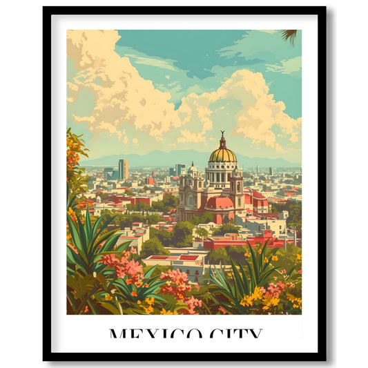 Capture the essence of Mexico City with this vibrant art print, showcasing the dynamic skyline for bedroom