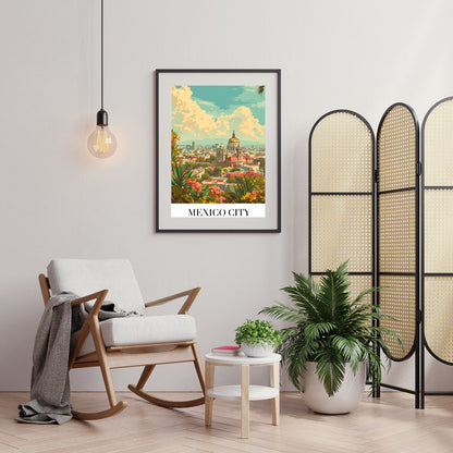 Capture the essence of Mexico City with this vibrant art print, showcasing the dynamic skyline for Foyer