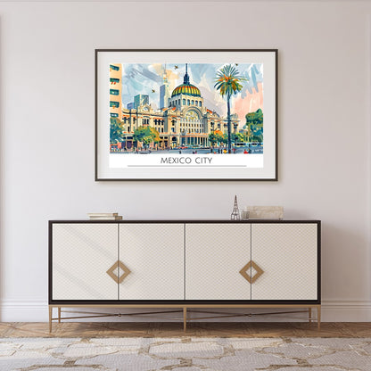 Explore the bustling energy of Mexico City with this vibrant artwork, capturing the blend of for Foyer