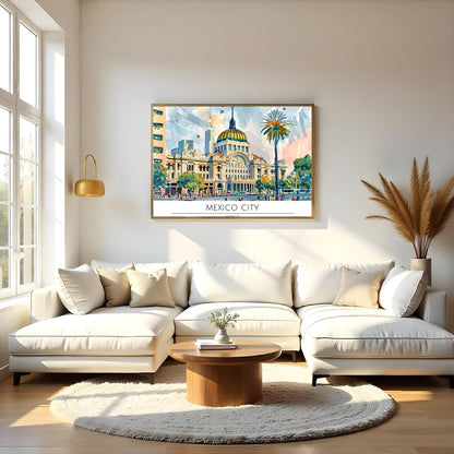 Explore the bustling energy of Mexico City with this vibrant artwork, capturing the blend of for Living Room