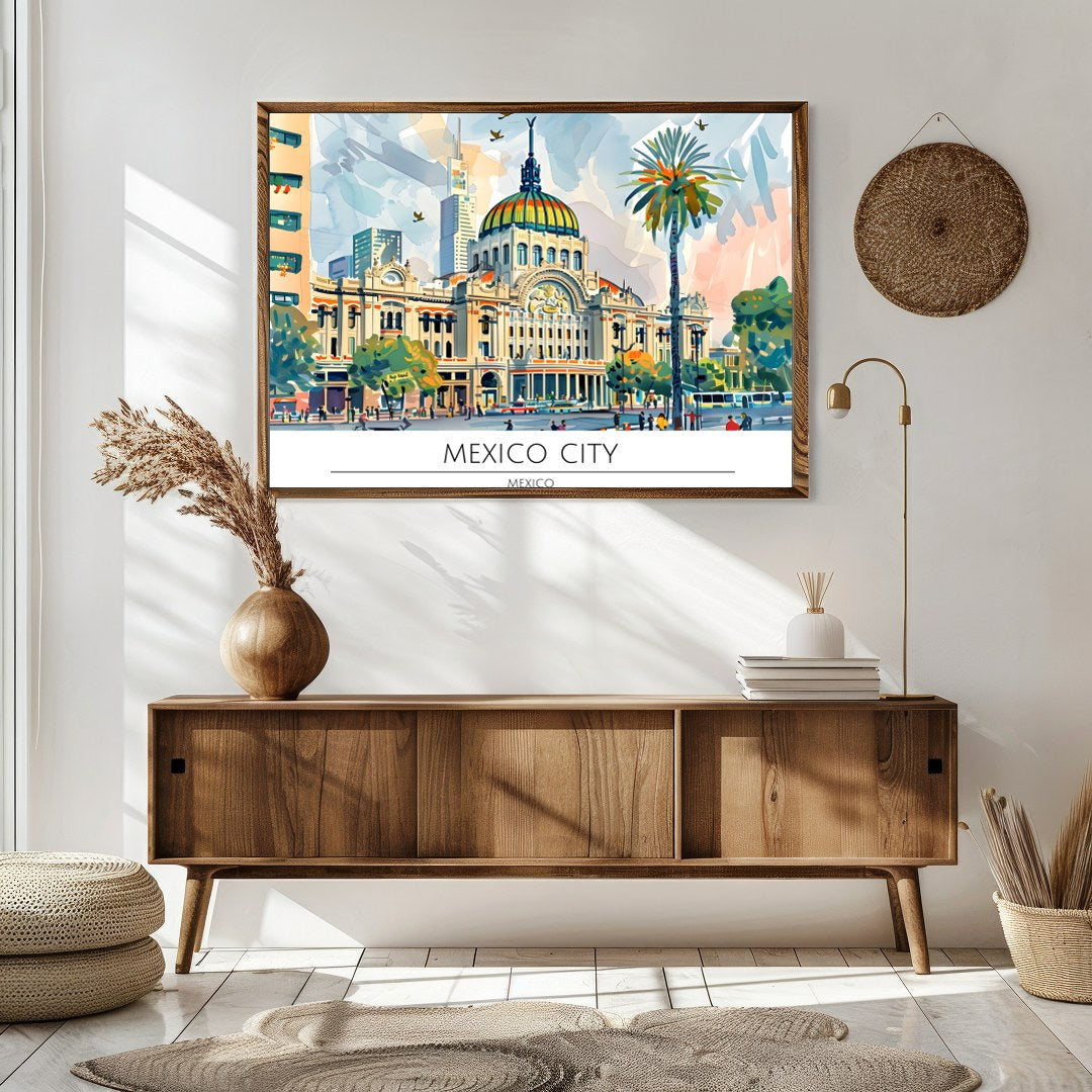 Explore the bustling energy of Mexico City with this vibrant artwork, capturing the blend of for Sitting Area