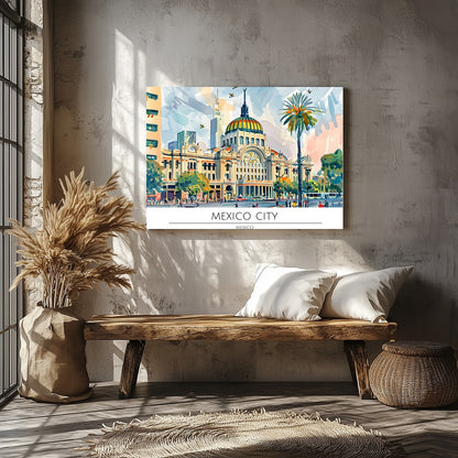 Explore the bustling energy of Mexico City with this vibrant artwork, capturing the blend of for Veranda
