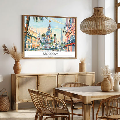 Immerse yourself in the captivating charm of Moscow with this vibrant cityscape artwork. The for Dining