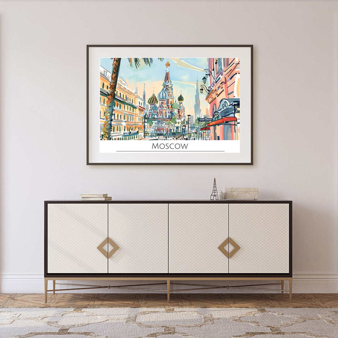 Immerse yourself in the captivating charm of Moscow with this vibrant cityscape artwork. The for Foyer