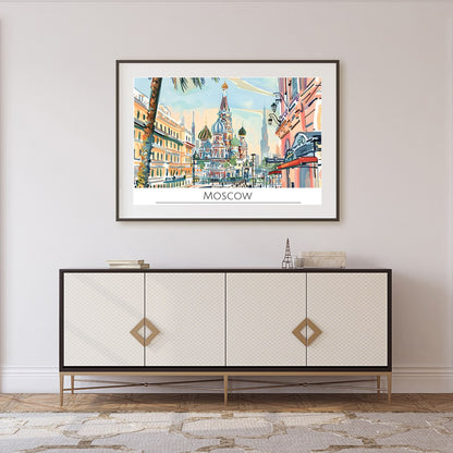 Immerse yourself in the captivating charm of Moscow with this vibrant cityscape artwork. The for Foyer