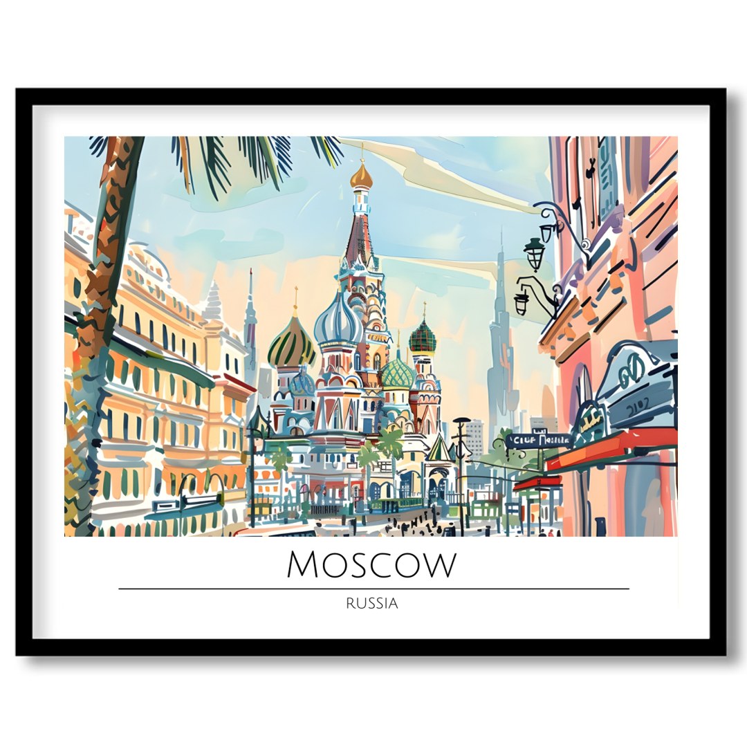 Immerse yourself in the captivating charm of Moscow with this vibrant cityscape artwork. The for haven