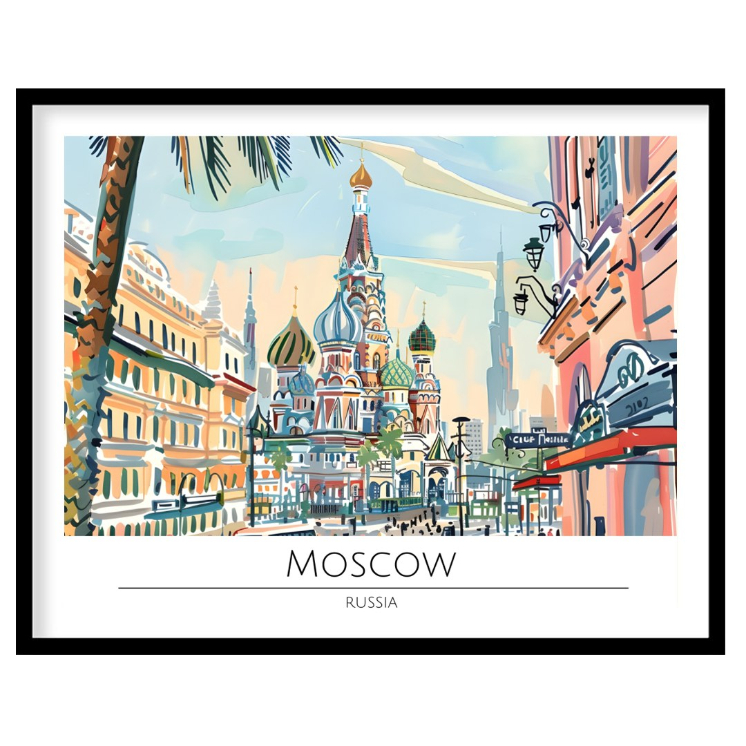 Immerse yourself in the captivating charm of Moscow with this vibrant cityscape artwork. The for haven