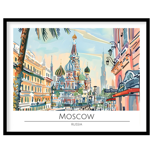 Immerse yourself in the captivating charm of Moscow with this vibrant cityscape artwork. The for haven