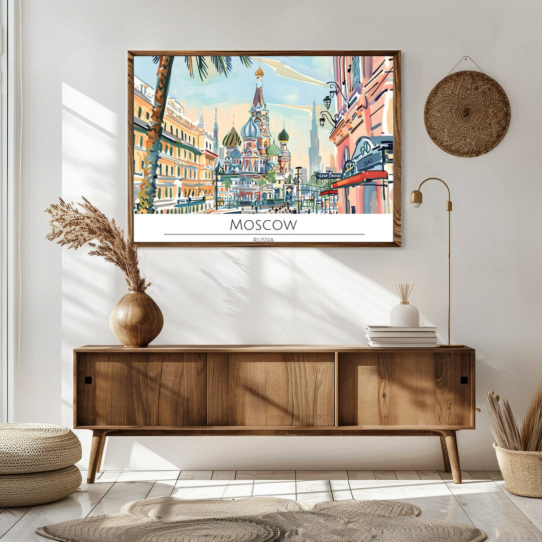 Immerse yourself in the captivating charm of Moscow with this vibrant cityscape artwork. The for Sitting Area