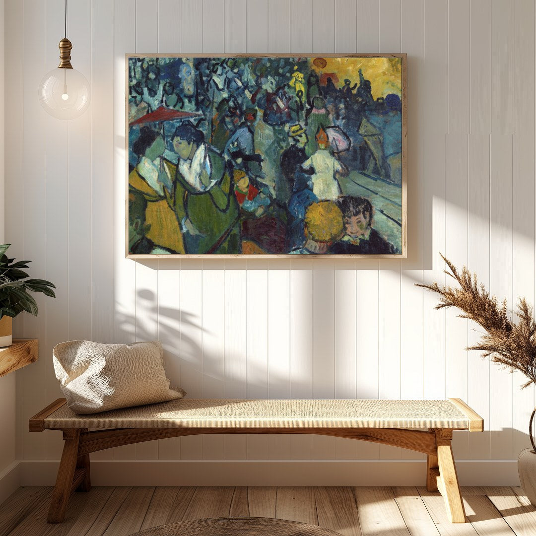 Immerse yourself in the vibrant energy of this bustling nightlife scene, capturing the dynamic for Hallway